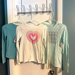 Lot of 6 girls’ XL long-sleeve tees. Gap, Cat & Jack, Justice.